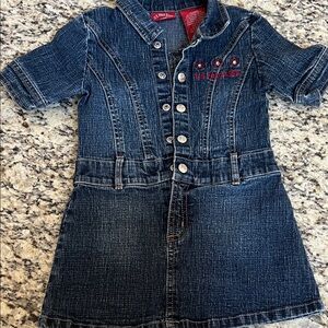 U.S. Polo Assn. Little Girls Denim Dress with Embroidered Details